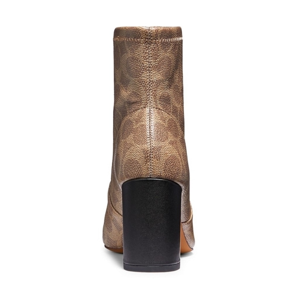 Coach Margot Monogram Coated Canvas Signature Bootie - Tan - Picture 4 of 11